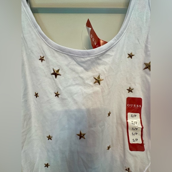 Guess White Star Embellished Sleeveless Tank Top Small NWT - Picture 2 of 3